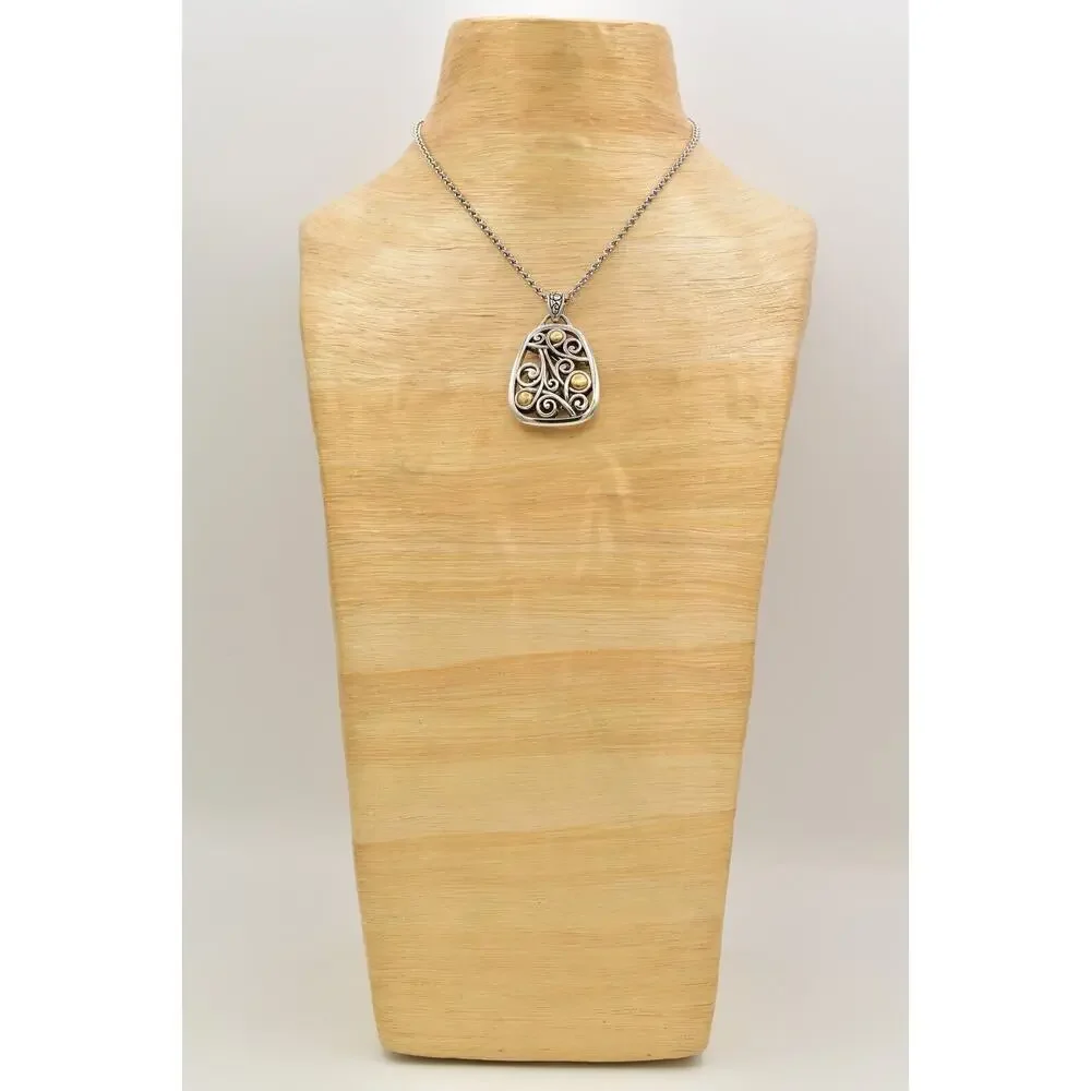 Brighton Adara Reversible Pendant Necklace Gold Silver Plated Chain Signed BinBJ
